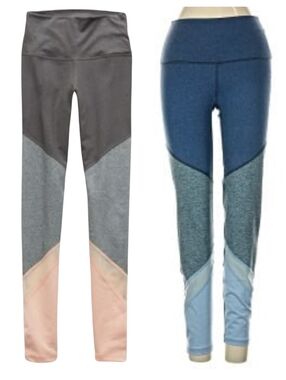 2 Aerie Leggings Womens Gray Peach ,Blue Workout Pants Skinny Stretch Mesh Large